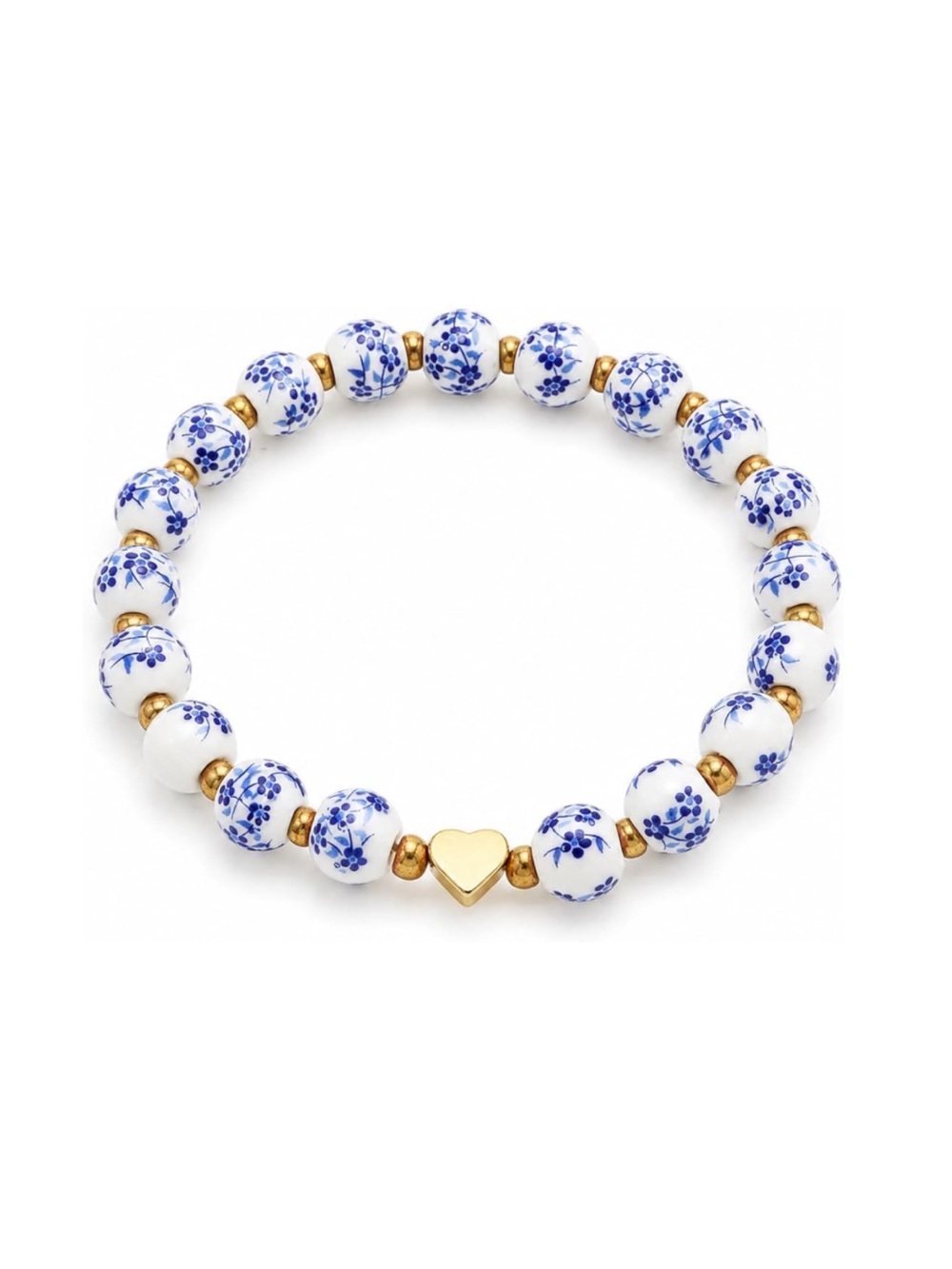 Blue Willow Porcelain Heart Bracelet